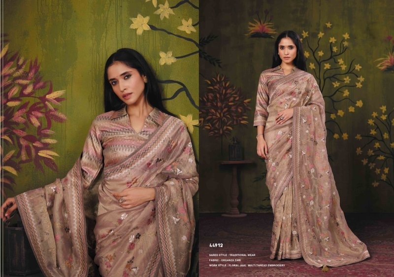 Beige Colour Norita 44900 Rooh By Mahotsav Organza Zari Sequence Work Designer Saree 44912 